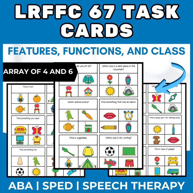 LRFFC Task Cards Array of 4 and 6 Feature Function and Class Target ...