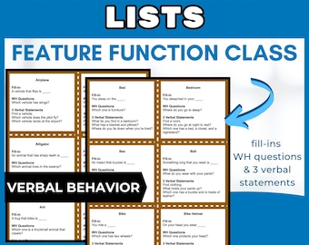 LRFFC Fill-ins WH Questions 3 Verbal Statements Verbal Behavior aba therapy listener responding function feature class target question lists