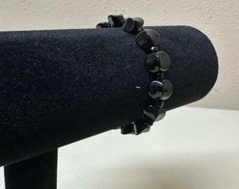 Handmade stretchy black beaded bracelet