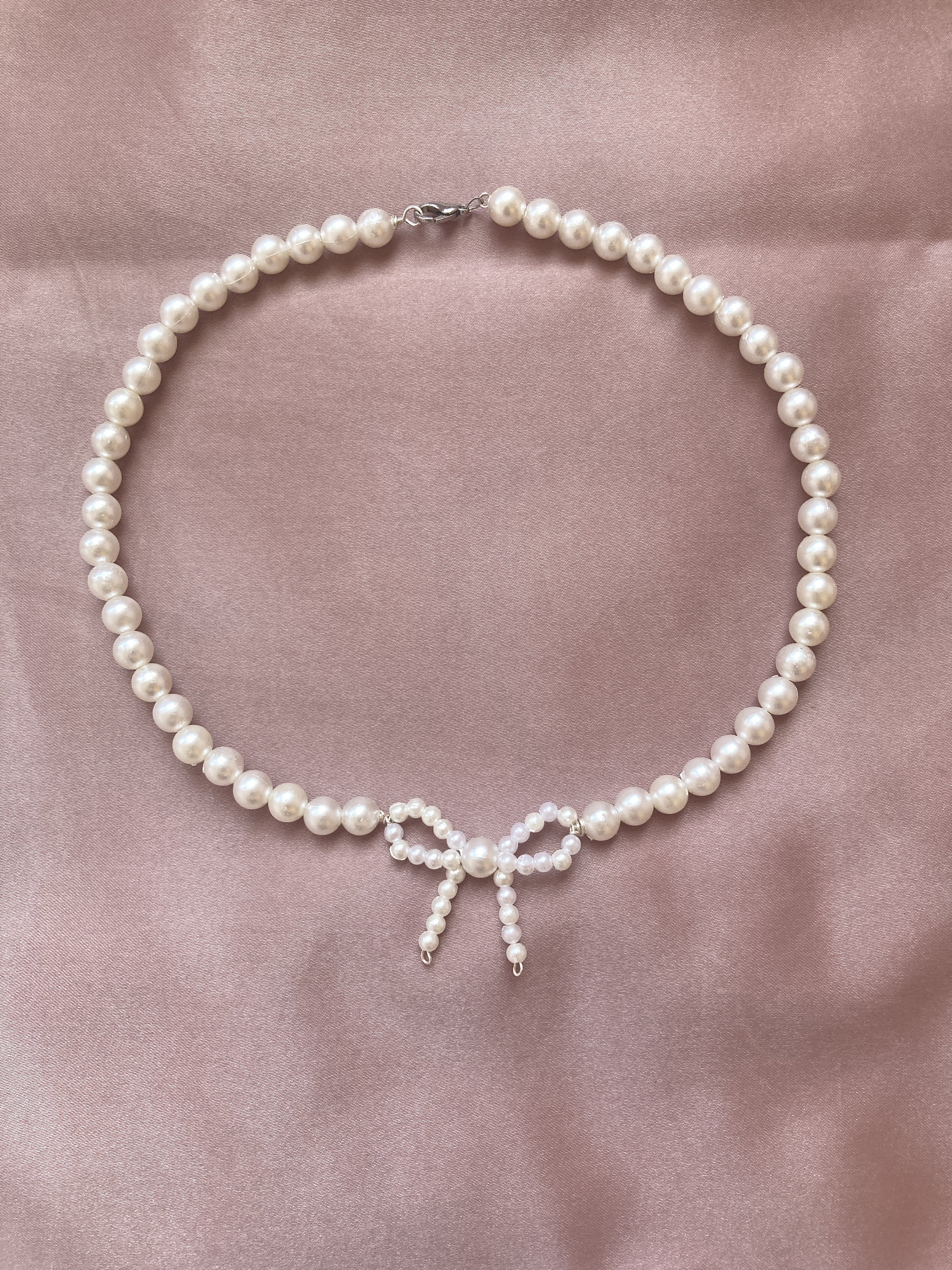 TATIANA☆[Silver925] Angel Ribbon Pearl Necklace Designer fashion, Seoul-fully created | W Concept