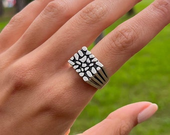 Adjustable Unisex Boho Silver Ring - Ethnic Style Jewelry