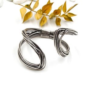 Boho Antique Silver Adjustable Cuff Bracelet, Twisted Multi-Strand Design, Ethnic Tribal Statement Jewelry for Women, Bohemian Bangle