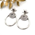 Boho Silver Hoop Dangle Stud Earrings, Textured Circular Design, Ethnic Bohemian Jewelry for Women, Handmade Tribal Artisan Gift For Her product logo