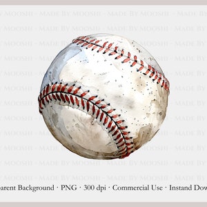Baseball Clipart, Watercolor Baseball Game Sublimation Graphic, Simple Baseball Sport Drawing, Commercial Use Digital Download PNG image 4