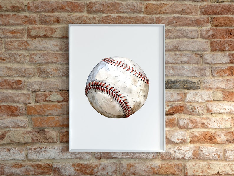 Baseball Clipart, Watercolor Baseball Game Sublimation Graphic, Simple Baseball Sport Drawing, Commercial Use Digital Download PNG image 3