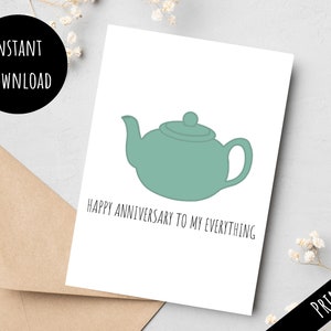 Imprimible The Office Jim y Pam's Teapot Inspirado Tarjeta de feliz aniversario, Eres todo Imprimir desde el regalo de casa, Descarga digital PDF JPG