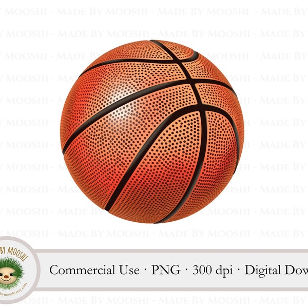 Basketball-Clipart, Basketball-Spielball-Sublimationsgrafik, einfache Basketball-Mannschaftssport-Zeichnung, kommerzielle Nutzung, digitaler Download PNG
