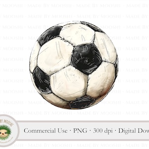 Imágenes prediseñadas de balón de fútbol, gráfico de sublimación de juego de fútbol de acuarela, dibujo deportivo de fútbol simple, uso comercial Descarga digital PNG