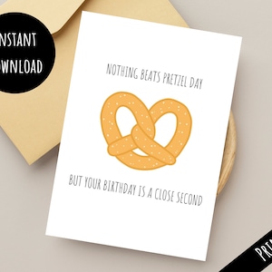 Imprimible The Office Pretzel Day Happy Birthday Card, Funny Stanley y Michael Scott Impresión fácil desde el regalo de casa, Descarga digital PDF JPEG