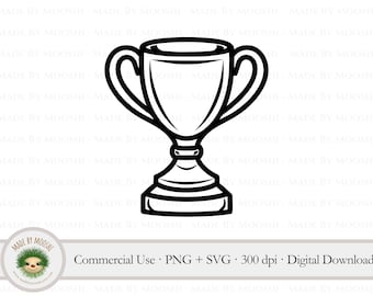 Trophy Clipart, Simple Black Silhouette Outline Game Winning Award Graphics, Congratulations Winner Trophy Cut File, Commercial Use SVG PNG
