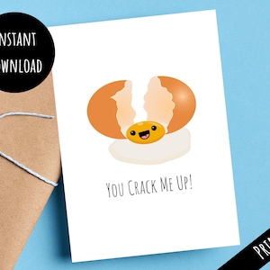 Tarjeta de felicitación de huevo divertido imprimible, lindo juego de palabras de tarjeta de feliz cumpleaños, broma de fiesta divertida para amigos, impresión fácil descarga digital instantánea 5x7 PDF JPG