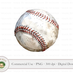 Baseball Clipart, graphique de Sublimation de jeu de baseball aquarelle, dessin de sport de baseball simple, utilisation commerciale en téléchargement numérique PNG