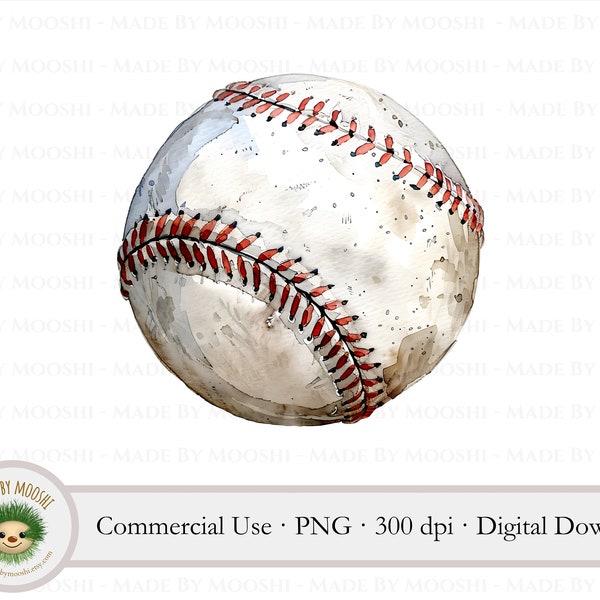 Baseball Clipart, Watercolor Baseball Game Sublimation Graphic, Simple Baseball Sport Drawing, Commercial Use Digital Download PNG