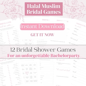 Jeux de douche nuptiale musulmane Halal - Activités amusantes et créatives pour votre enterrement de vie de garçon musulman ! Téléchargement instantané, Mariée musulmane, Jeux de mariage
