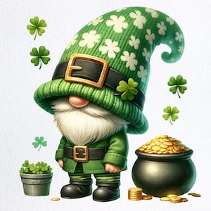 Watercolor St. Patrick&#39;s Day Gnomes, Saint Patricks Gnomes png, St. Patrick gnome, Cute gnomes clipart, Gnomes png, sublimate png