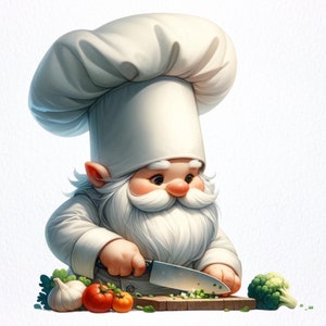 Gnomos de chef em aquarela, gnomos de cozinha png, gnomo de cozinha, clipart de gnomos fofos, chef png, culinária png, sublimar png