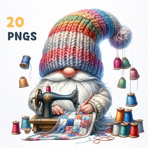 Quilt Gnomes Clipart bundle | 20 High-Quality PNGs | Quilt Gnome clipart, Sewing gnome png graphics, Gnome sublimation