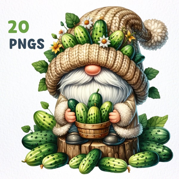 Watercolor Cucumber Gnome Clipart bundle | 20 High-Quality PNGs | Cucumber Gnome clipart, Cucumber Gnome png graphics, Gnome sublimation