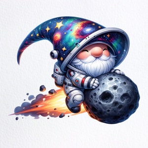 Aquarel ruimtekabouters, ruimtekabouters png, raketkabouter, schattige kabouters clipart, ruimte png, universum png, sublimeren png