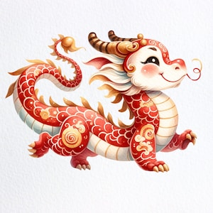 Pacchetto clipart drago cinese, 23 PNG di alta qualità, Capodanno cinese, download digitale istantaneo/creazione di carte, creazione di carta digitale
