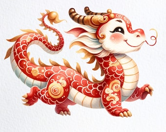 Chinese Dragon Clipart Bundle, 23 High Quality PNGs, Chinese New Year, Instant Digital Download | Card Making, Digital Paper Craft