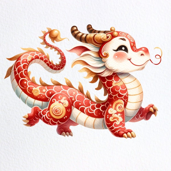 Bundle de cliparts dragon chinois, 23 PNG de haute qualité, nouvel an chinois, téléchargement immédiat | Fabrication de cartes, création numérique en papier