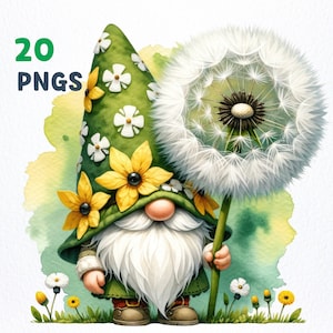 Aquarel paardebloem wens kabouter clipartbundel | 20 hoogwaardige png-bestanden | Paardebloem wens kabouter clipart, paardebloem wens kabouter sublimatie