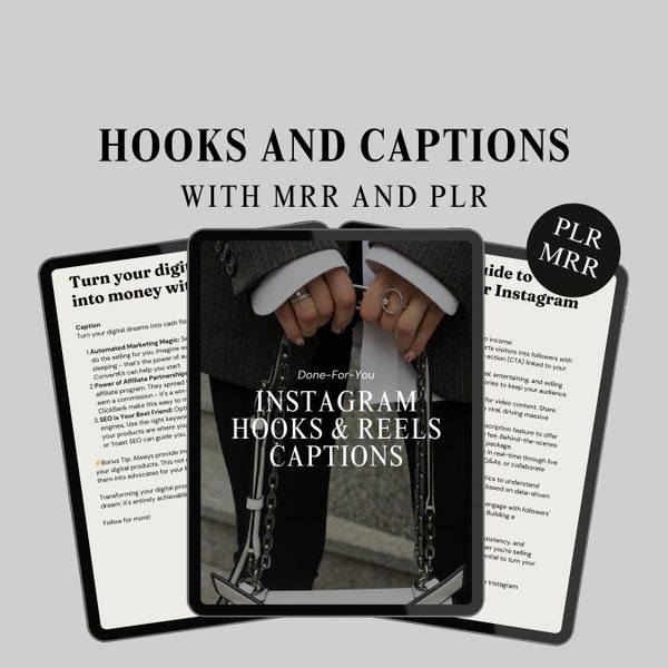 Hooks and captions for instagram reels with MRR and PLR