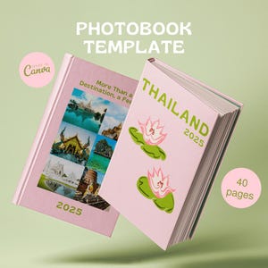 Thailand Reisefotobuch Vorlage, Thailand Druckbares Reisetagebuch, Dekoratives Reisebuch, Canva Reise Ebook Vorlage