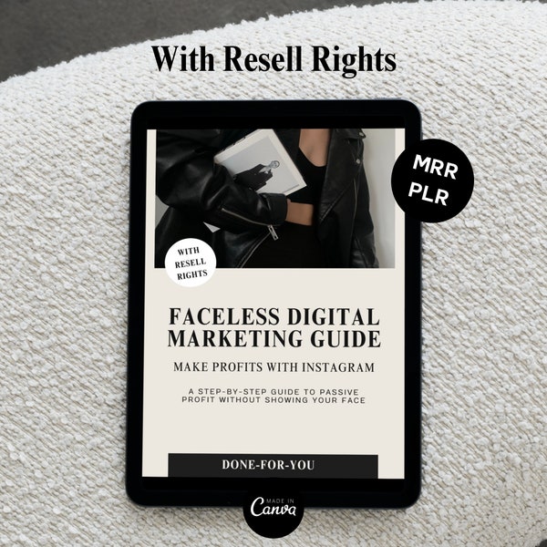 Faceless digital marketing guide with resell rights MRR and PLR