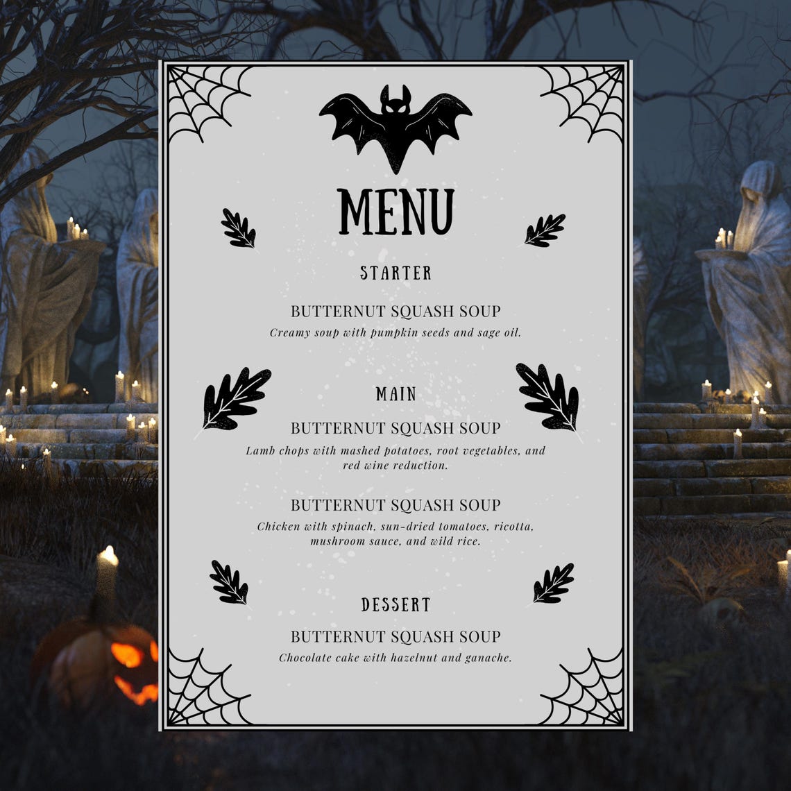 Halloween Menu Editable Template, Spooky Menu, Gothic Menu Template ...
