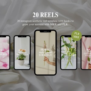 Faceless reels for instagram with hooks with MRR and PLR, 20 instagram reels canva templates with Stock Floral Aesthetic Video.