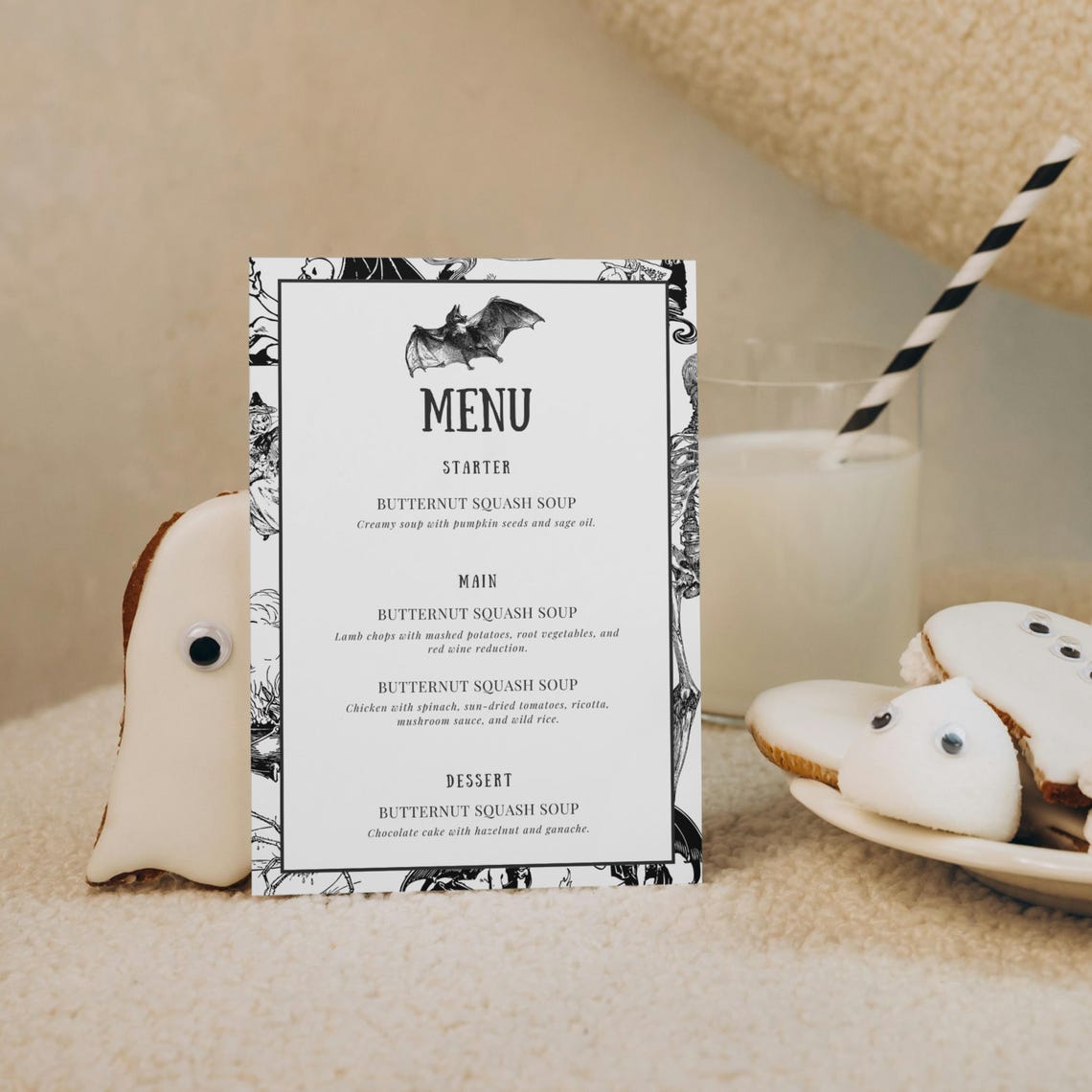 Halloween Menu Editable Template, Gothic Menu Template, Halloween ...