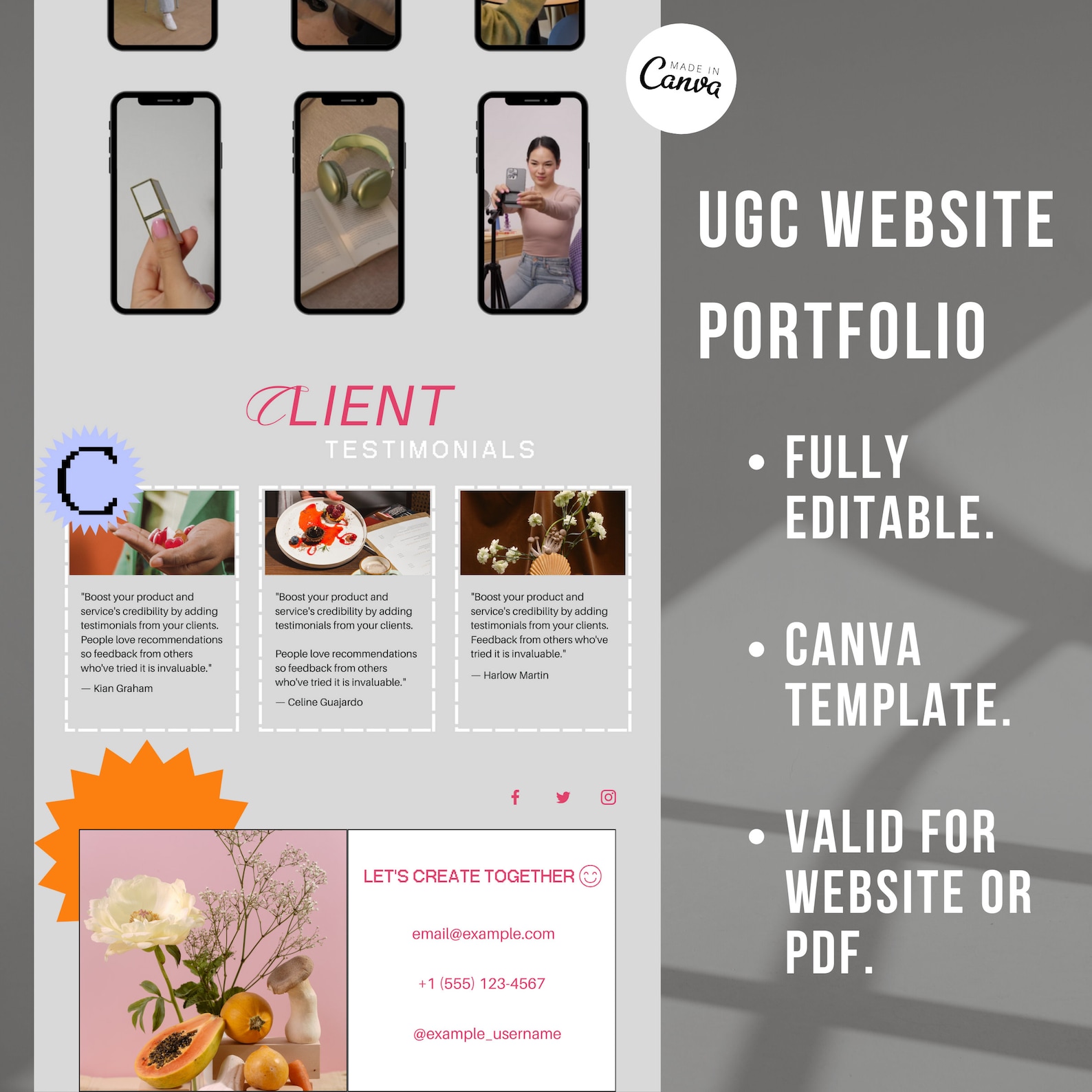 UGC Website Portfolio Canva Template, Portfolio UGC Template ...