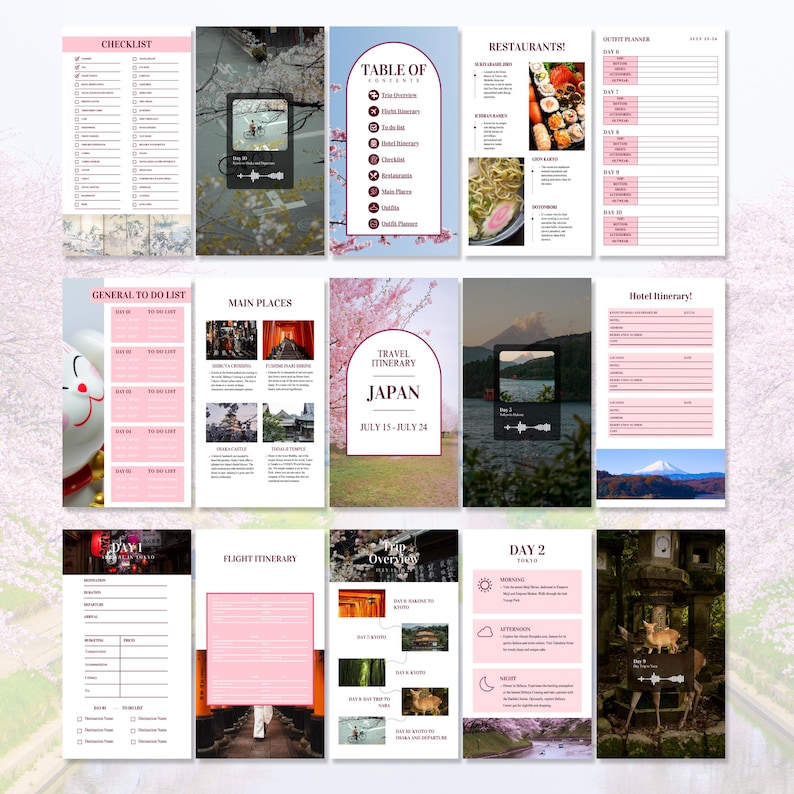Travel Itinerary Japan Template Editable - Etsy
