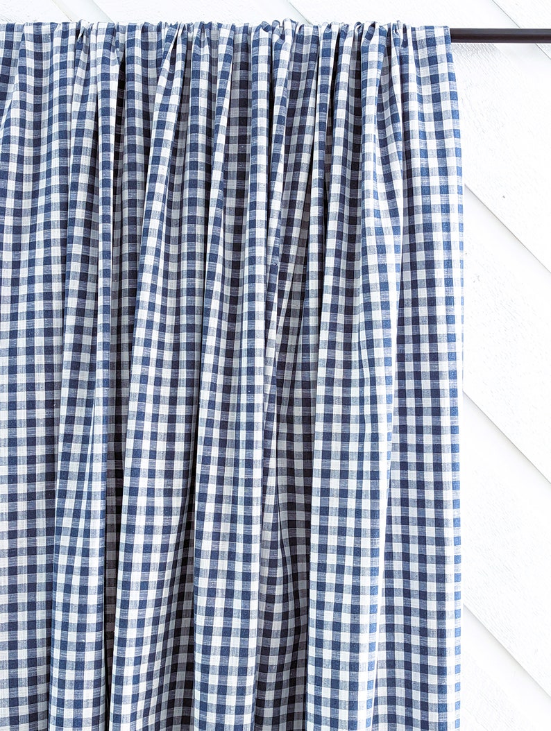 Linen fabric by the yard. Gingham checks 1/2 in. Fabric for clothing, curtains, home décor, DIY projects. image 4