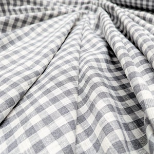 Linen fabric by the yard. Gingham checks 1/2 in. Fabric for clothing, curtains, home décor, DIY projects. image 5