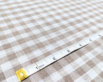 Linen fabric by the yard. Gingham checks 1/2 in. Fabric for clothing, curtains, home décor, DIY projects.