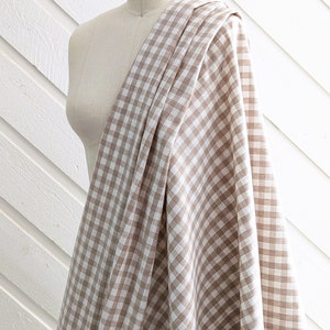 Linen fabric by the yard. Gingham checks 1/2 in. Fabric for clothing, curtains, home décor, DIY projects. image 1