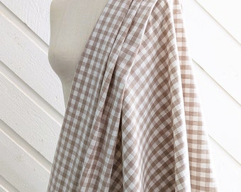 Linen fabric by the yard. Gingham checks 1/2 in. Fabric for clothing, curtains, home décor, DIY projects.