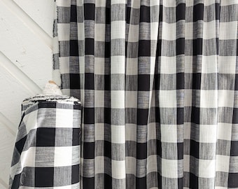 Buffalo Plaid Linen Cotton Fabric, 2 inch Check, By The Yard
