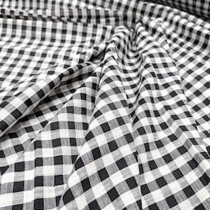 Linen fabric by the yard. Gingham checks 1/2 in. Fabric for clothing, curtains, home décor, DIY projects. image 10