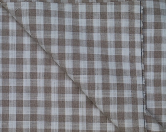 Linen fabric by the yard. Gingham checks 1/2 in. Fabric for clothing, curtains, home décor, DIY projects.