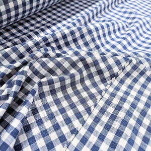 Linen fabric by the yard. Gingham checks 1/2 in. Fabric for clothing, curtains, home décor, DIY projects. image 7