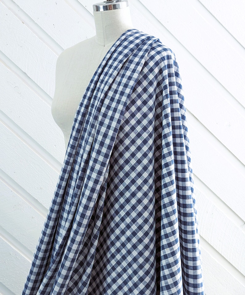 Linen fabric by the yard. Gingham checks 1/2 in. Fabric for clothing, curtains, home décor, DIY projects. image 3