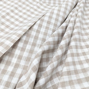 Linen fabric by the yard. Gingham checks 1/2 in. Fabric for clothing, curtains, home décor, DIY projects. image 9