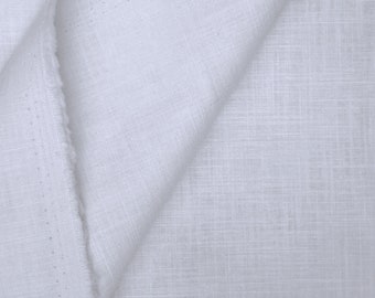 Linen fabric by the yard/ White / Mid weight / 60Linen-40cotton blend.  Fabric for clothing, curtains, home décor.