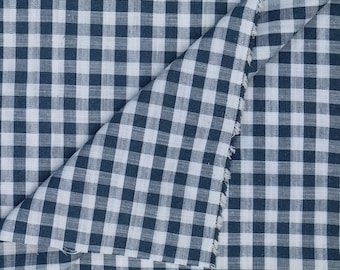 Linen fabric by the yard. Gingham checks 1/2 in. Fabric for clothing, curtains, home décor, DIY projects.