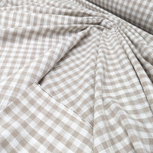 Linen fabric by the yard. Gingham checks 1/2 in. Fabric for clothing, curtains, home décor, DIY projects. image 8