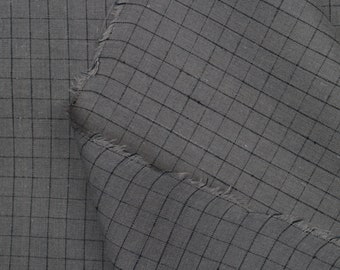 Linen fabric by the yard/ Quadrille/ 4 different color options/ Mid weight multipurpose linen fabric. Plaid linen fabric/ Grey, white, black